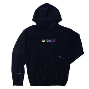 Yours Truly Embroidered Love Yourself Black Hoodie Size Medium
